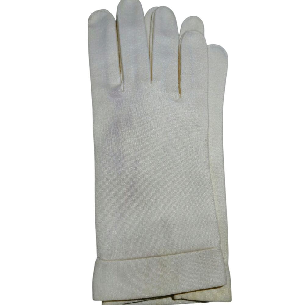 50s Cream Ladies Short Dress Outseam Gloves Stitched Gusseted Fingers Size Small